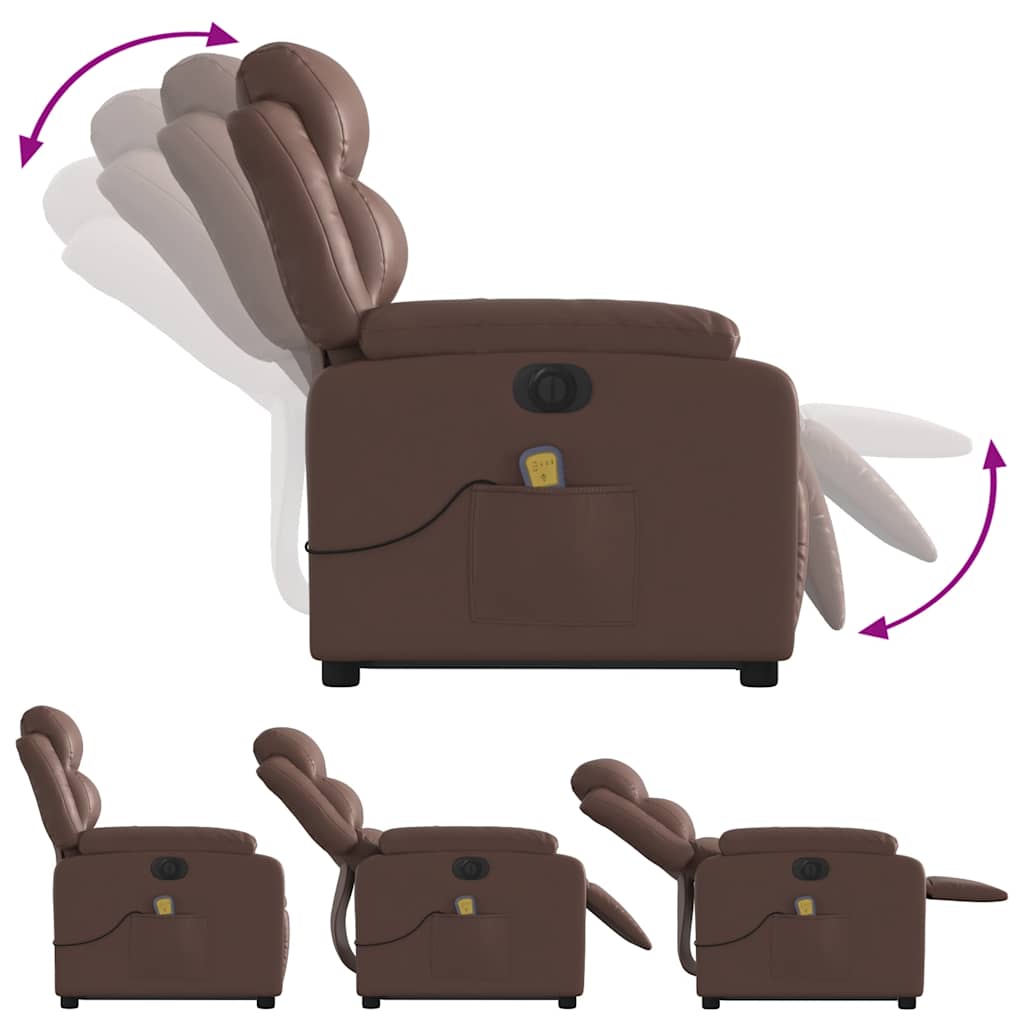 vidaXL Fauteuil de massage électrique releveur marron similicuir