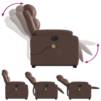 vidaXL Fauteuil de massage électrique releveur marron similicuir