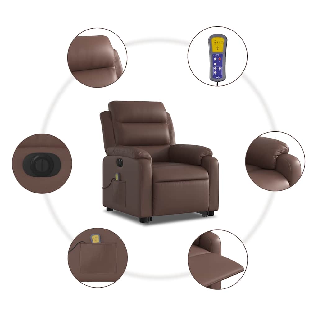vidaXL Fauteuil de massage électrique releveur marron similicuir