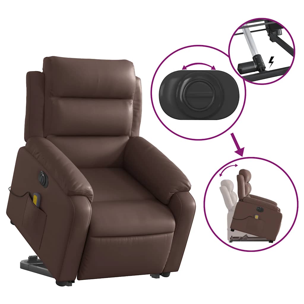 vidaXL Fauteuil de massage électrique releveur marron similicuir