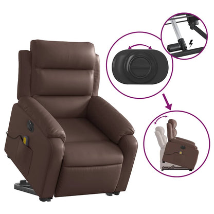 vidaXL Fauteuil de massage électrique releveur marron similicuir