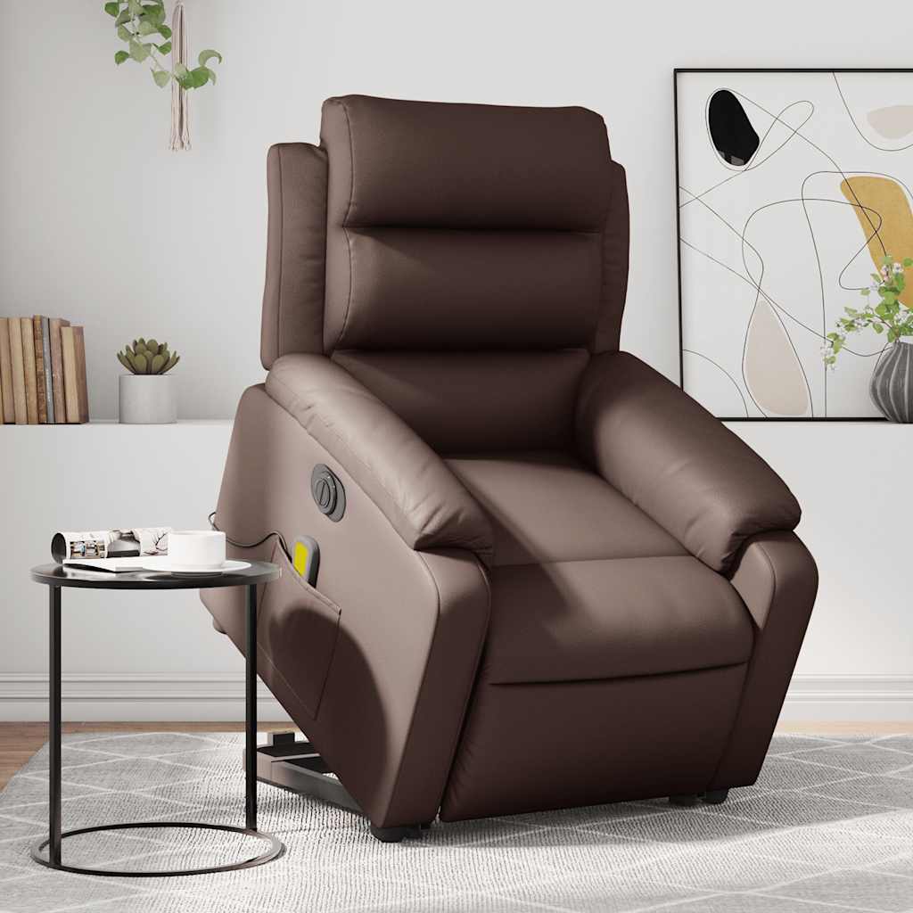 vidaXL Fauteuil de massage électrique releveur marron similicuir