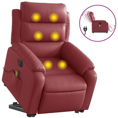 vidaXL Fauteuil de massage électrique releveur en similicuir Rouge bordeaux