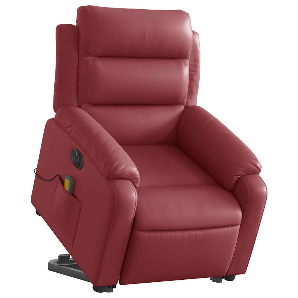 vidaXL Fauteuil de massage électrique releveur en similicuir Rouge bordeaux