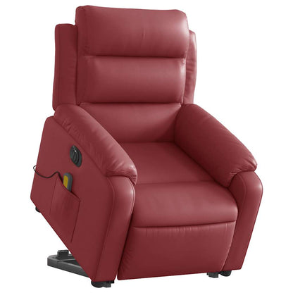 vidaXL Fauteuil de massage électrique releveur en similicuir Rouge bordeaux
