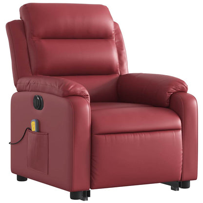 vidaXL Fauteuil de massage électrique releveur en similicuir Rouge bordeaux