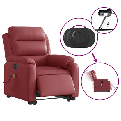 vidaXL Fauteuil de massage électrique releveur en similicuir Rouge bordeaux