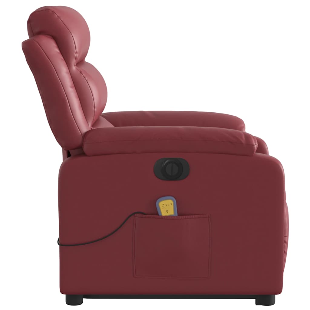 vidaXL Fauteuil de massage électrique releveur en similicuir Rouge bordeaux