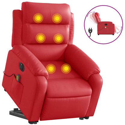 vidaXL Massagesessel mit Aufstehhilfe Elektrisch Rot Kunstleder