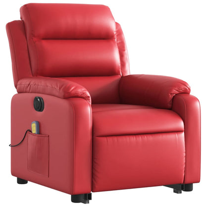 vidaXL Massagesessel mit Aufstehhilfe Elektrisch Rot Kunstleder
