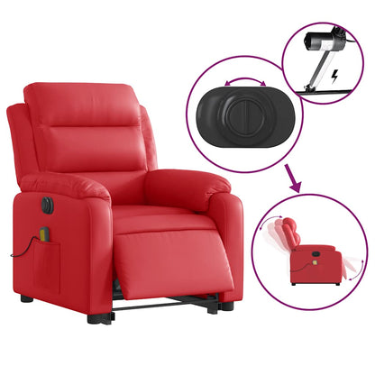 vidaXL Massagesessel mit Aufstehhilfe Elektrisch Rot Kunstleder