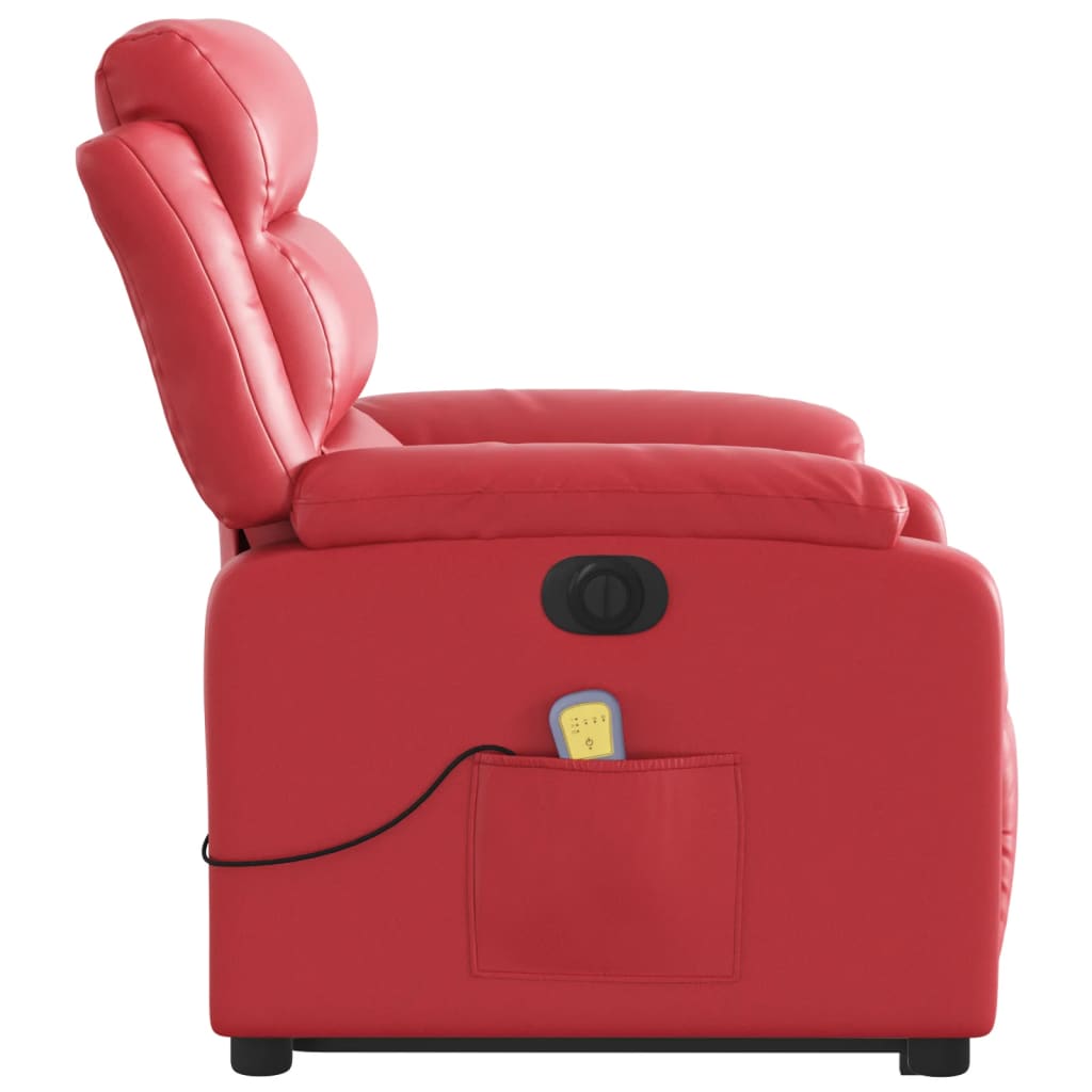 vidaXL Massagesessel mit Aufstehhilfe Elektrisch Rot Kunstleder