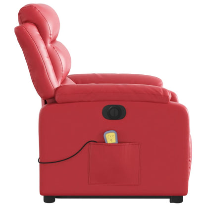 vidaXL Massagesessel mit Aufstehhilfe Elektrisch Rot Kunstleder