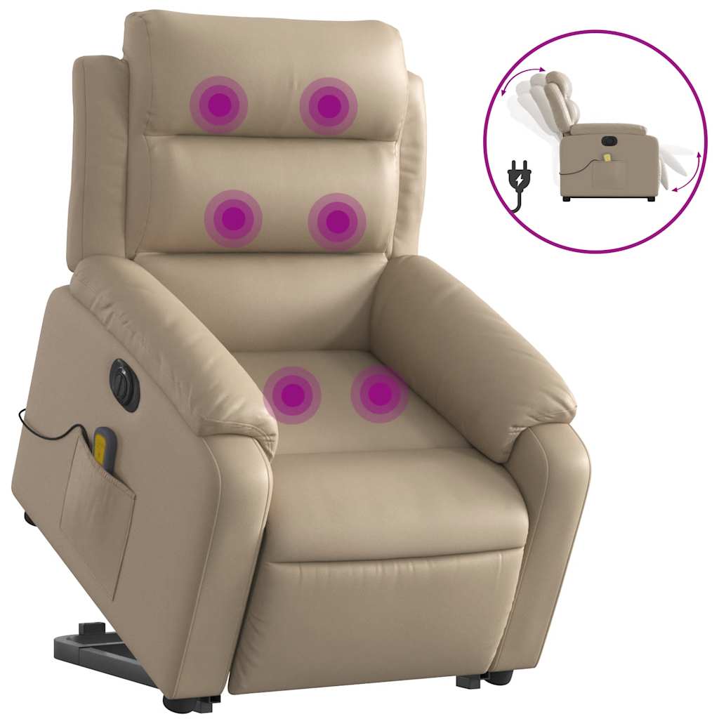 vidaXL Fauteuil de massage électrique avec fonction releveur Cappuccino Similicuir