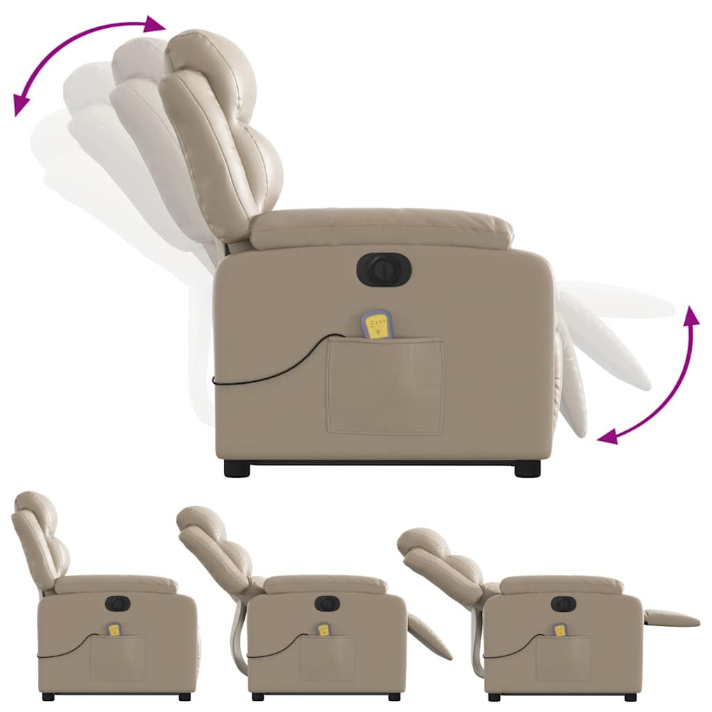 vidaXL Fauteuil de massage électrique avec fonction releveur Cappuccino Similicuir