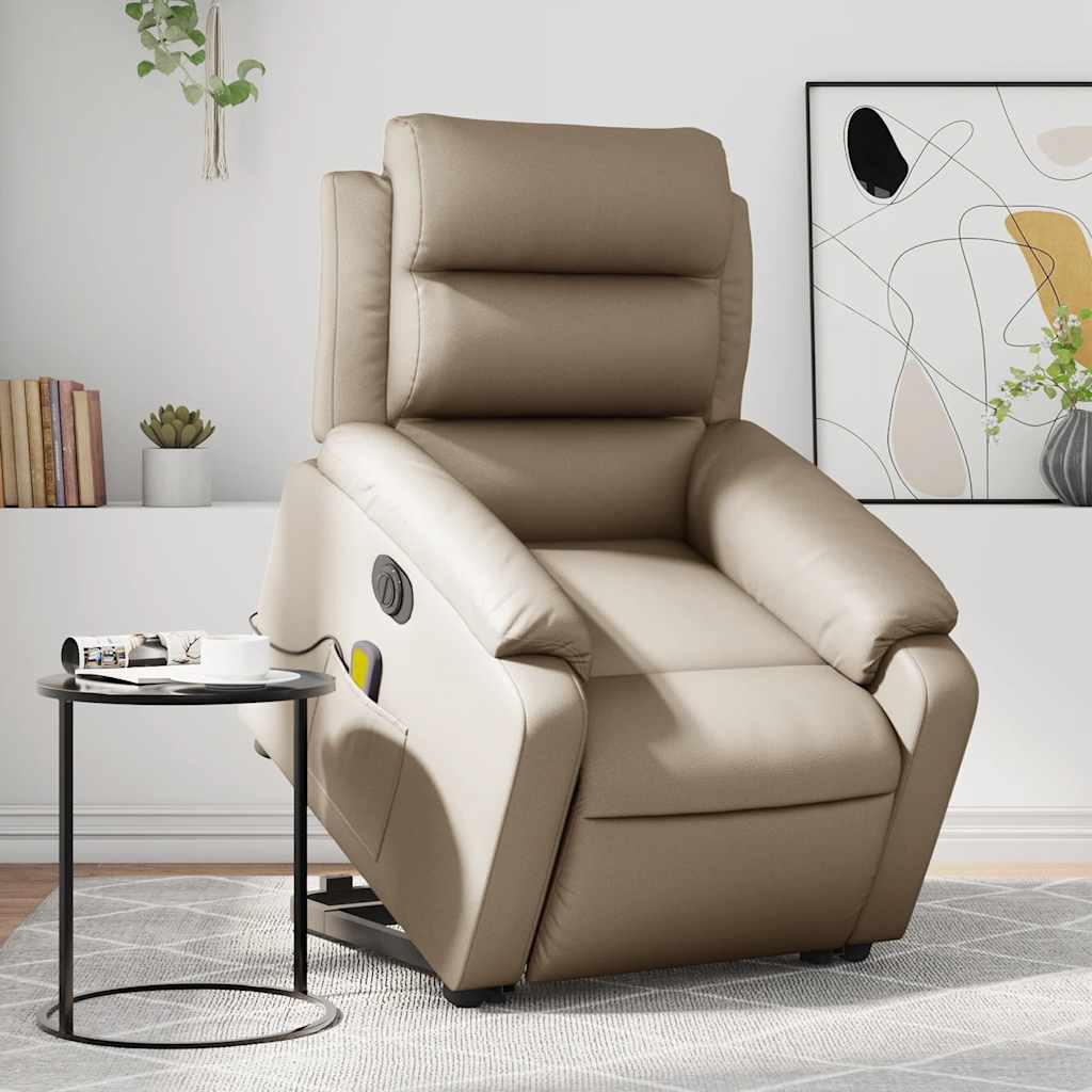 vidaXL Fauteuil de massage électrique avec fonction releveur Cappuccino Similicuir