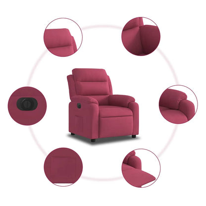 vidaXL Relaxsessel Elektrisch Weinrot Samt