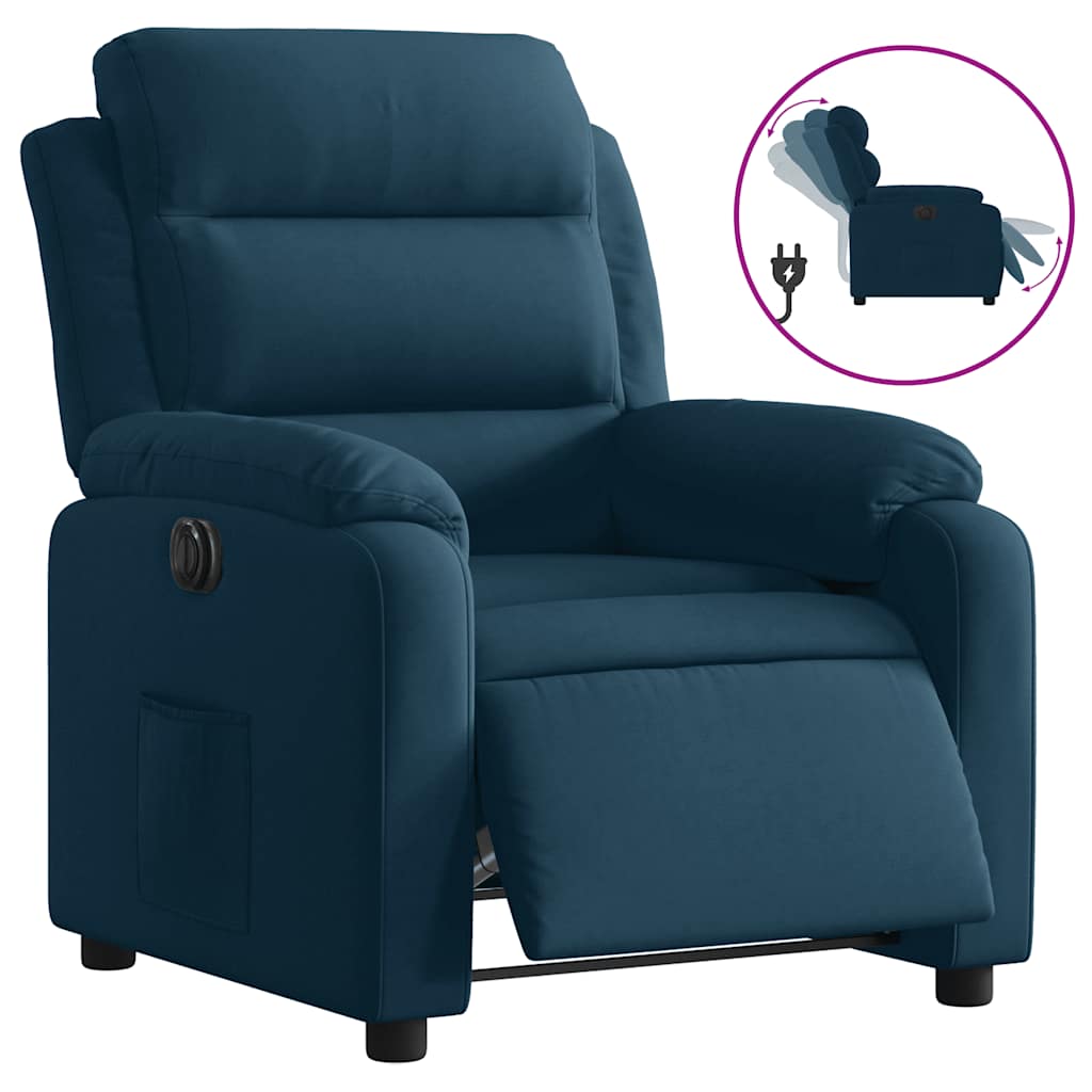 vidaXL Relaxsessel Elektrisch Blau Samt