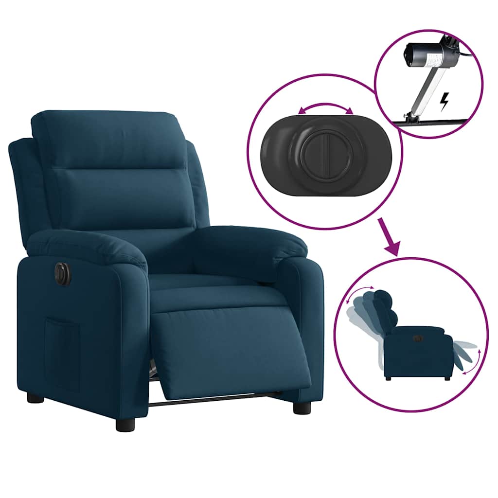 vidaXL Relaxsessel Elektrisch Blau Samt