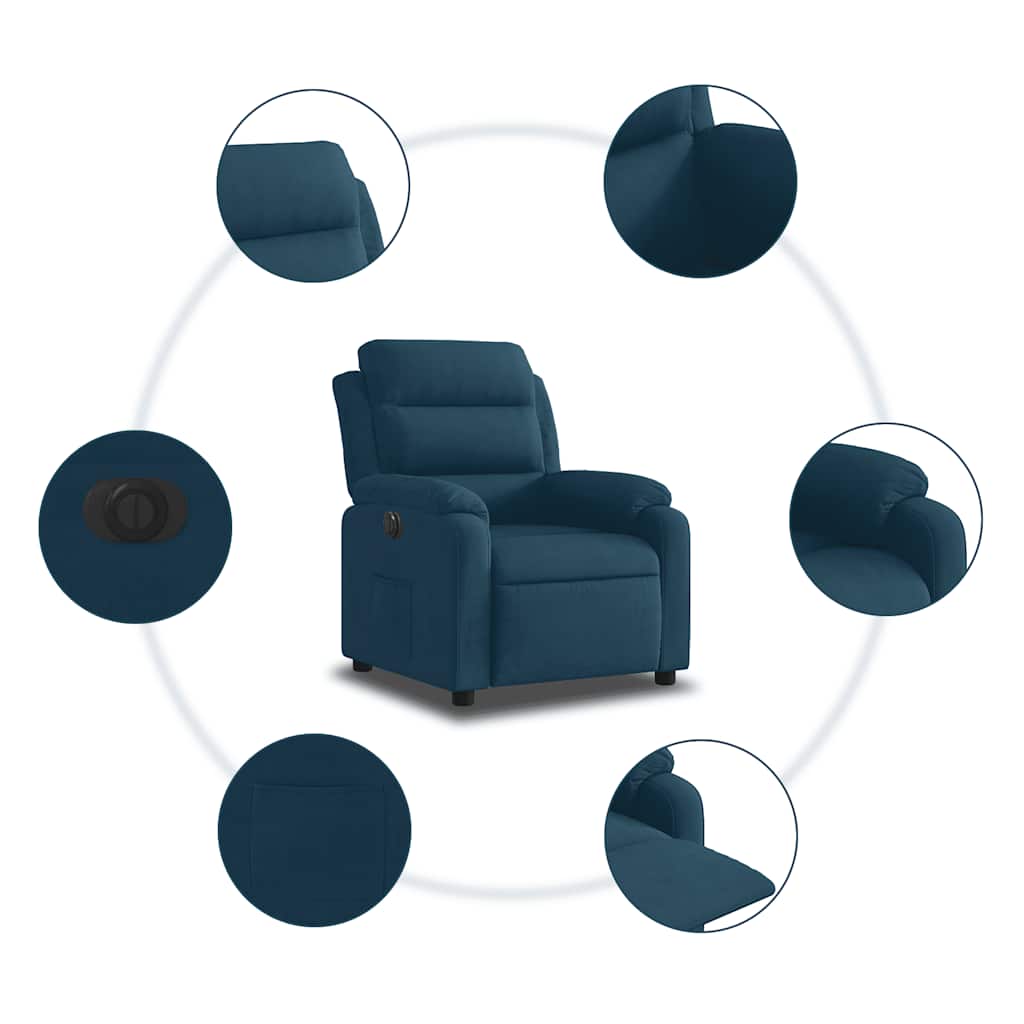 vidaXL Relaxsessel Elektrisch Blau Samt