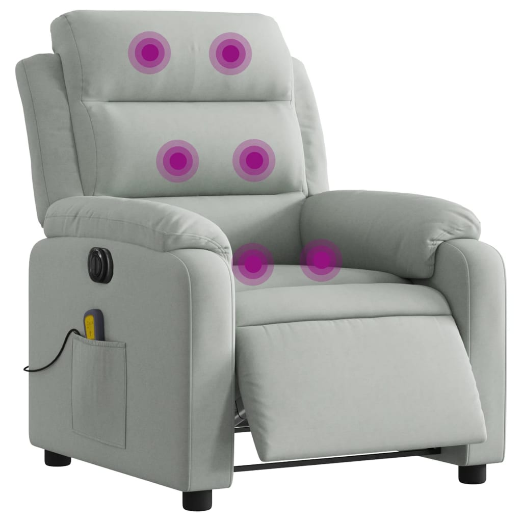 vidaXL Massagesessel Elektrisch Hellgrau Samt