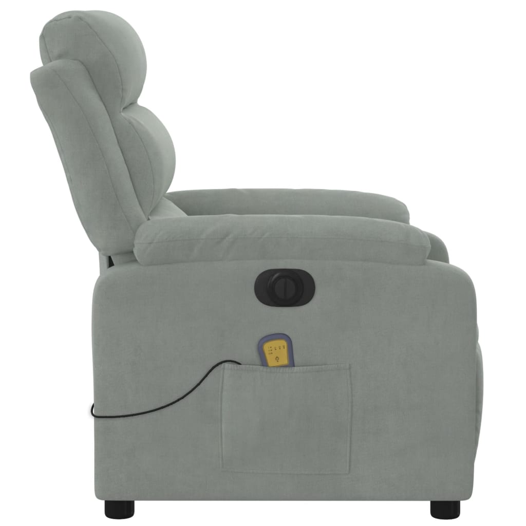 vidaXL Massagesessel Elektrisch Hellgrau Samt