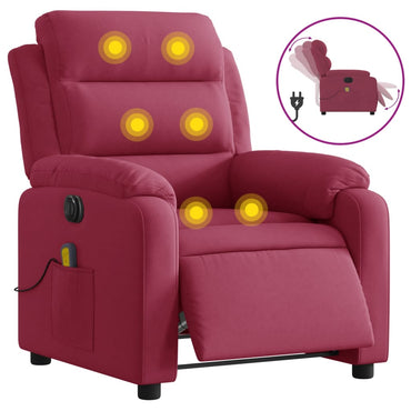 vidaXL Massagesessel Elektrisch Weinrot Samt