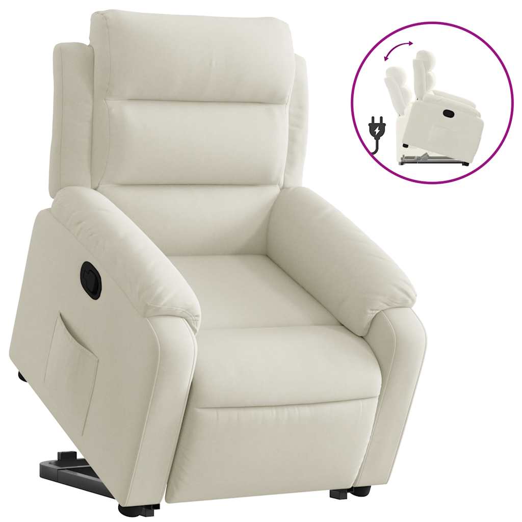 vidaXL Fauteuil relax releveur crème velours