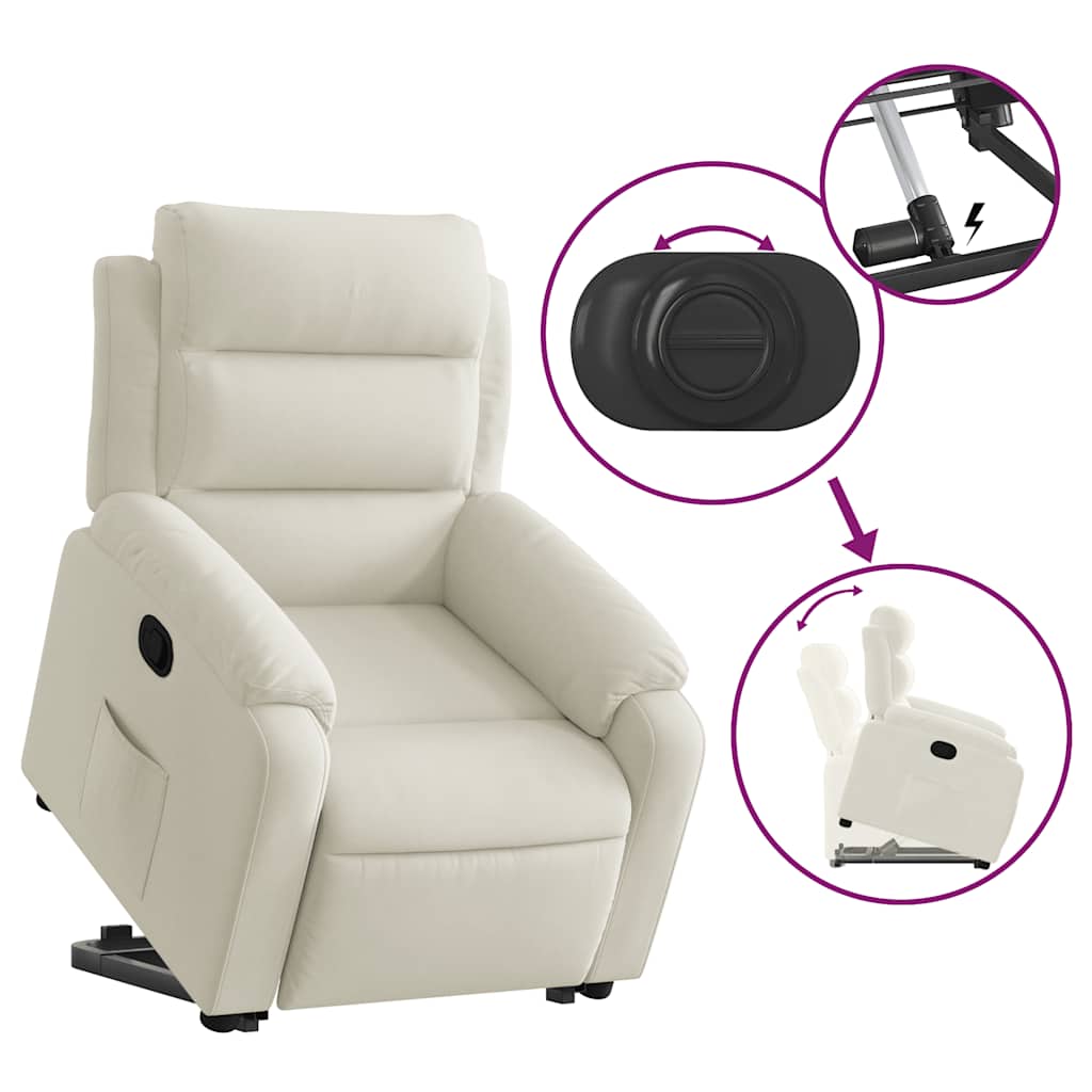 vidaXL Fauteuil relax releveur crème velours