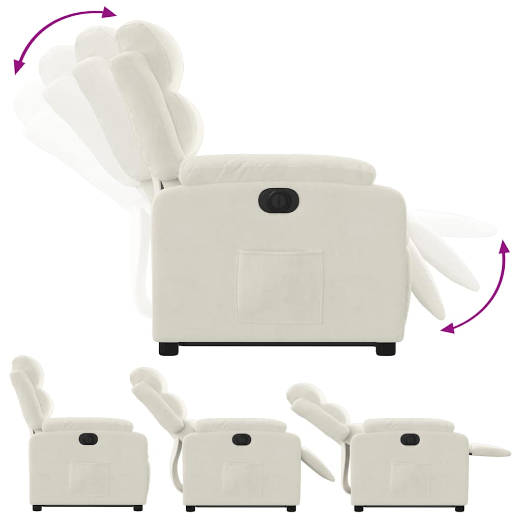 vidaXL Fauteuil releveur électrique crème velours
