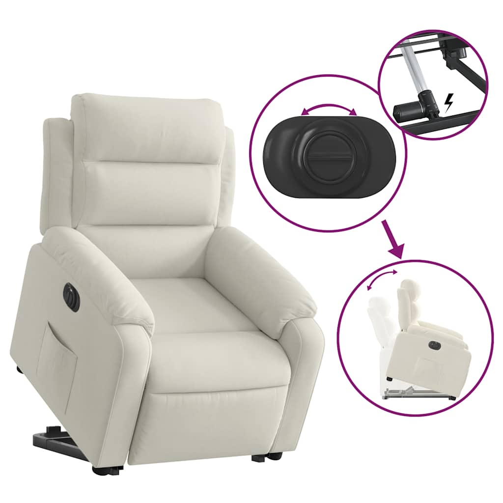 vidaXL Fauteuil releveur électrique crème velours