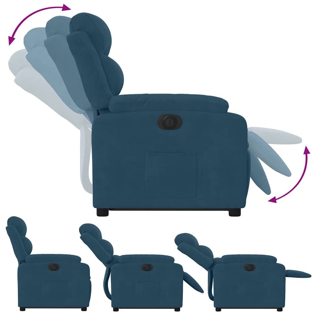 Relaxsessel mit Aufstehhilfe Elektrisch Blau Samt