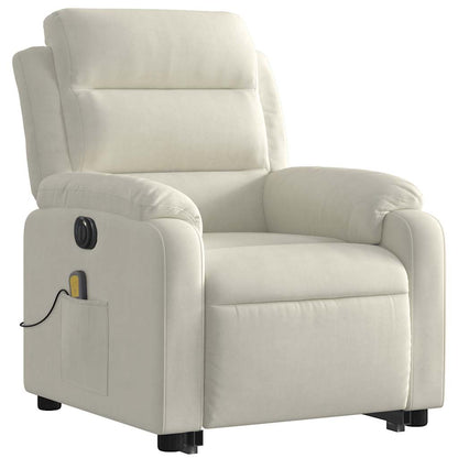 vidaXL Fauteuil de massage inclinable et releveur électrique Crème Velours