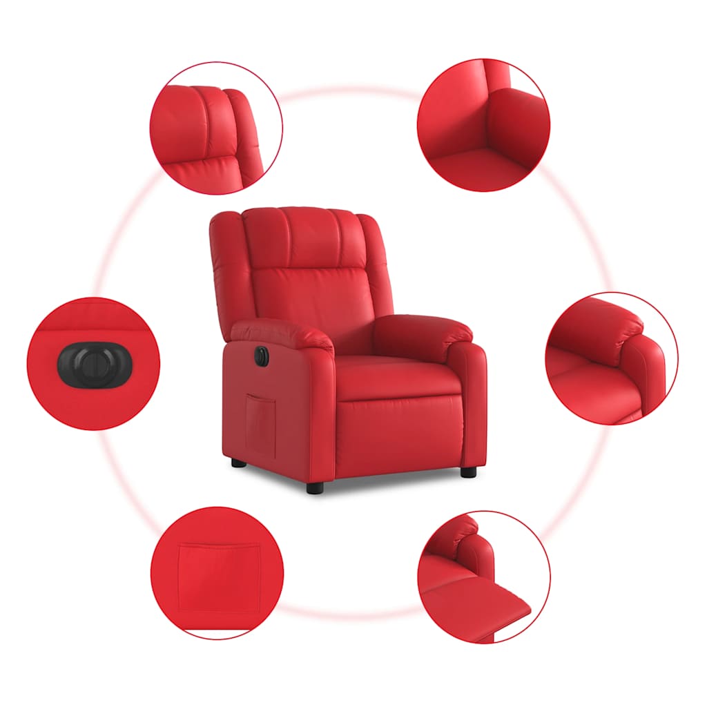 vidaXL Relaxsessel Elektrisch Rot Kunstleder
