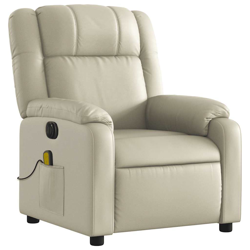 vidaXL Fauteuil de massage électrique Crème Similicuir