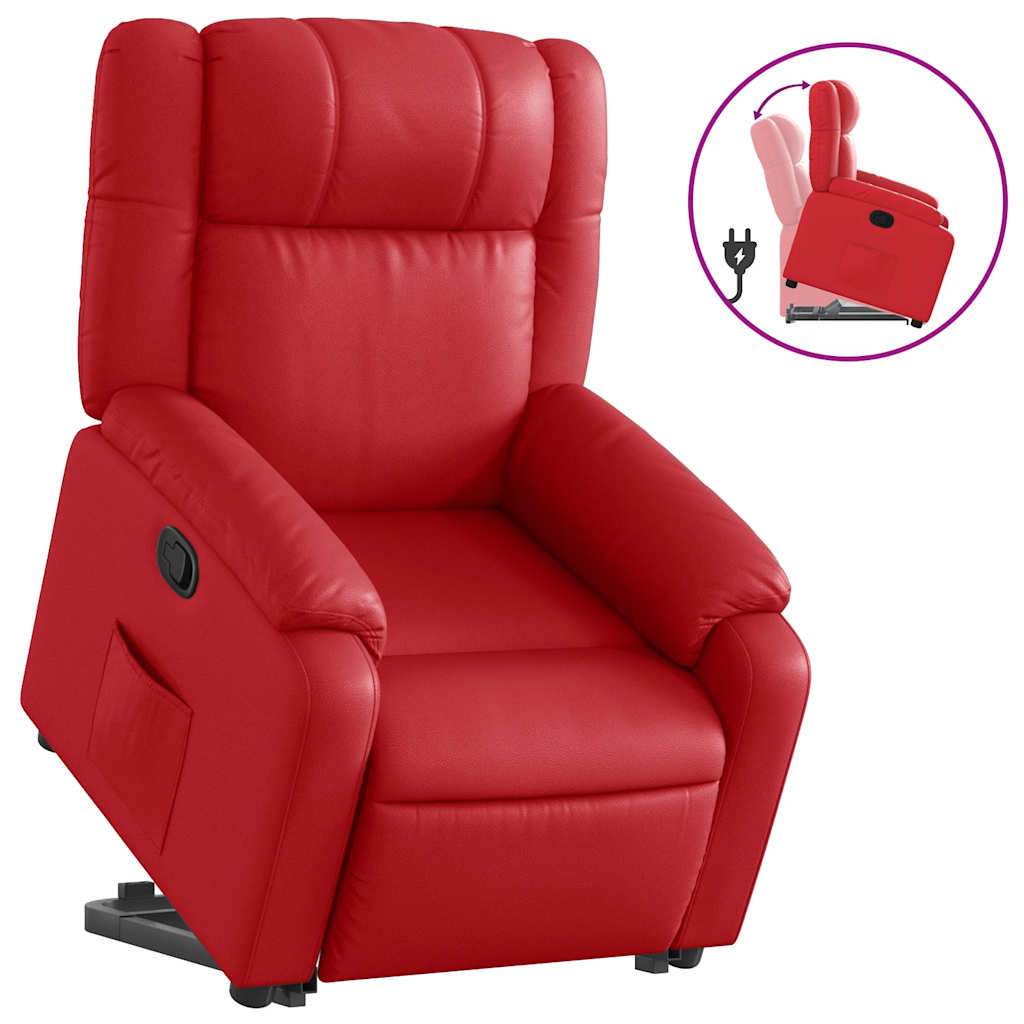 vidaXL Relaxsessel mit Aufstehhilfe Rot Kunstleder