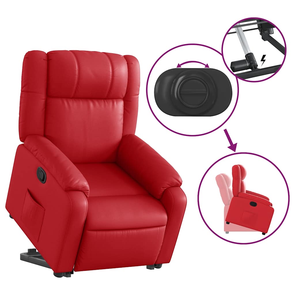 vidaXL Relaxsessel mit Aufstehhilfe Rot Kunstleder
