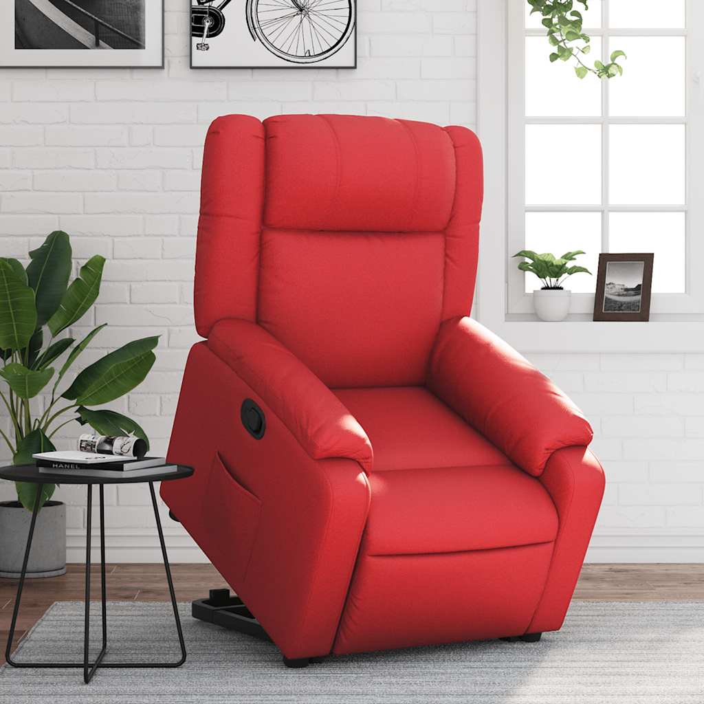 vidaXL Relaxsessel mit Aufstehhilfe Rot Kunstleder
