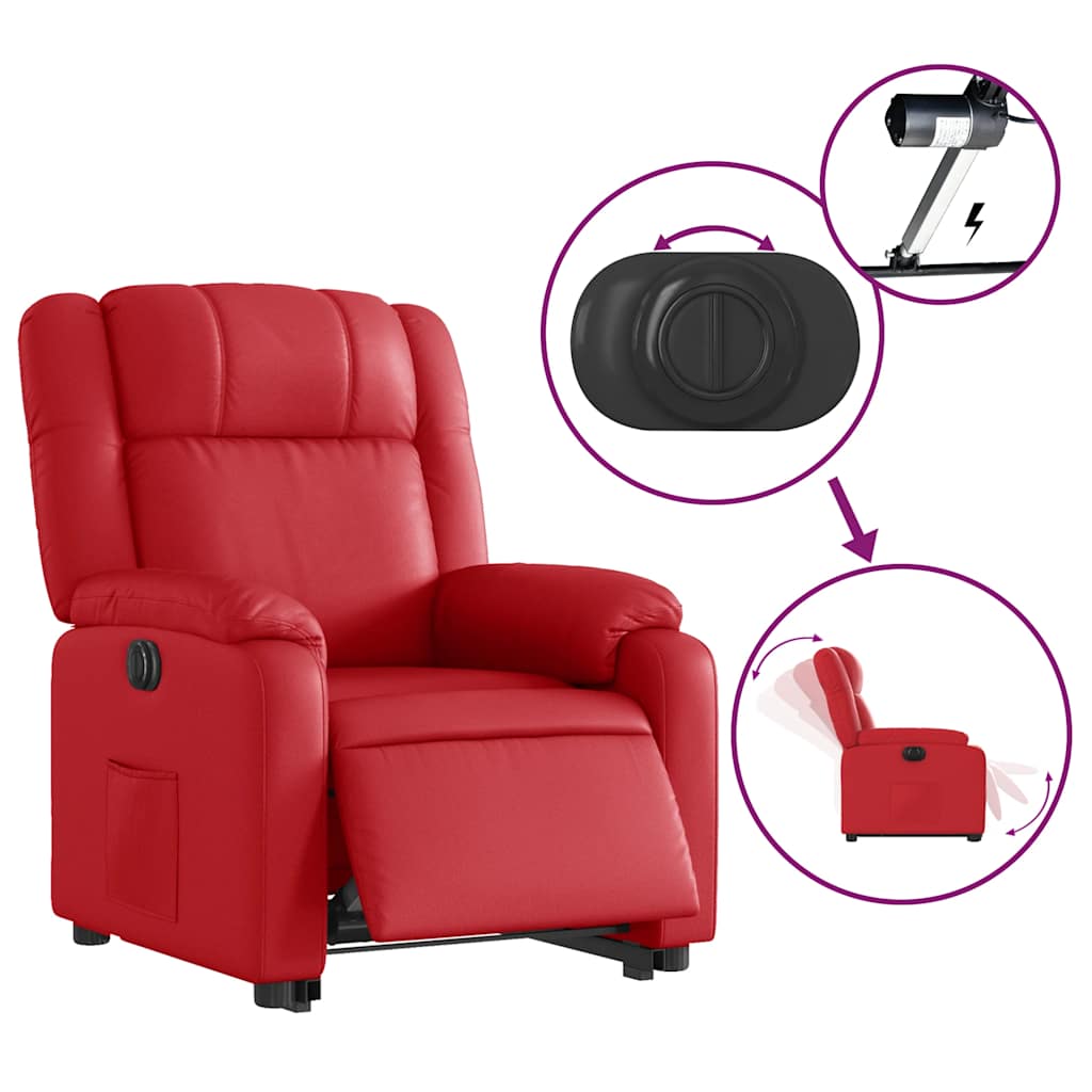 vidaXL Relaxsessel mit Aufstehhilfe Elektrisch Rot Kunstleder