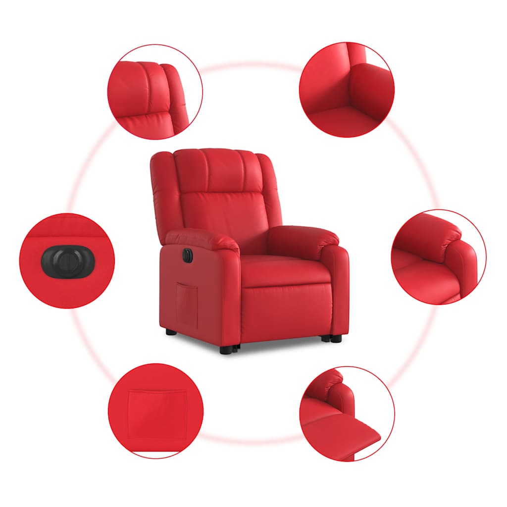 vidaXL Relaxsessel mit Aufstehhilfe Elektrisch Rot Kunstleder