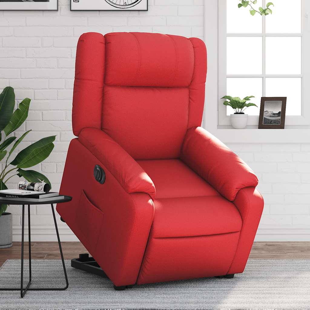 vidaXL Relaxsessel mit Aufstehhilfe Elektrisch Rot Kunstleder