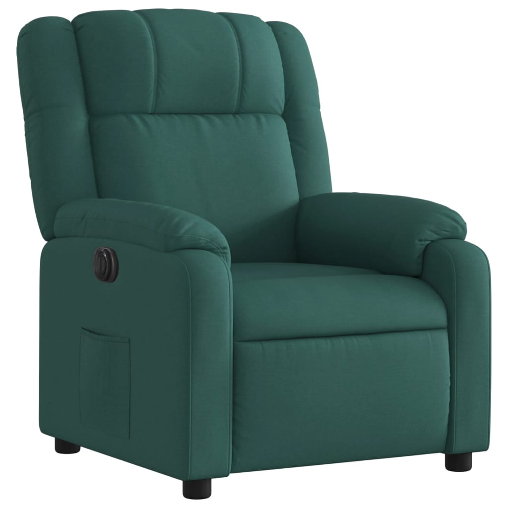 vidaXL Fauteuil relax électrique Vert foncé Tissu