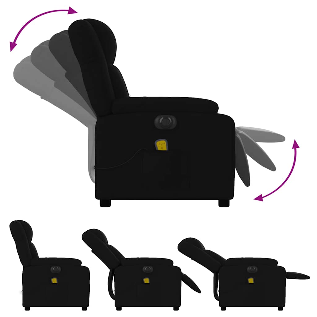 vidaXL Fauteuil de massage électrique Noir Tissu