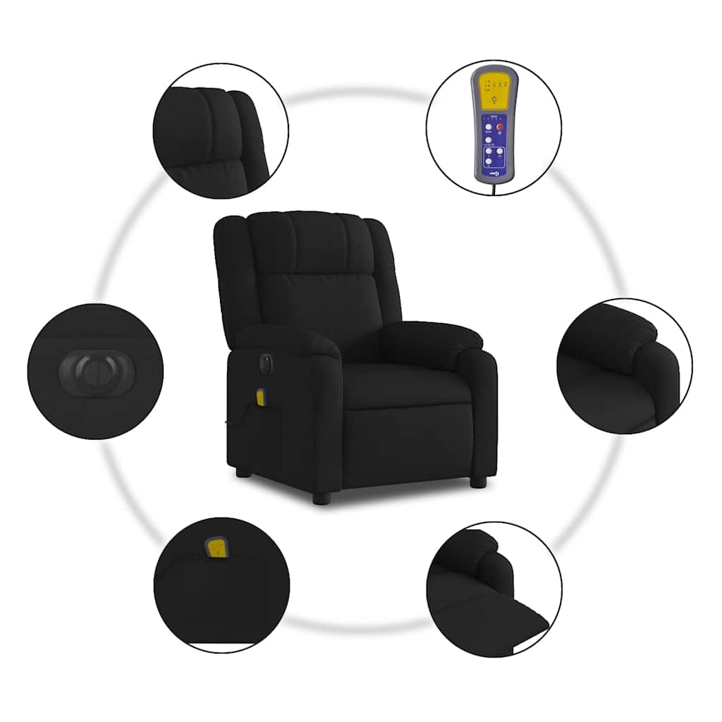 vidaXL Fauteuil de massage électrique Noir Tissu