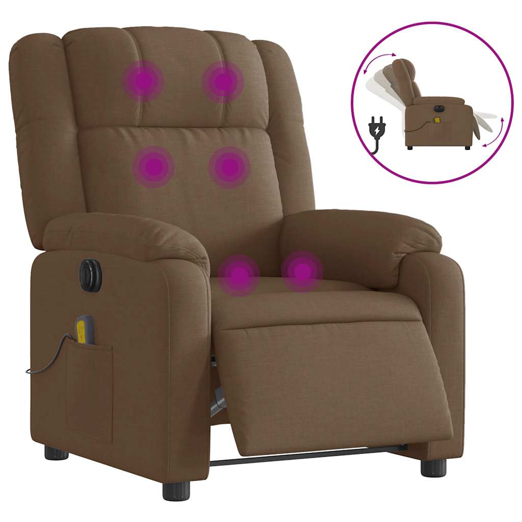 vidaXL Massagesessel Elektrisch Braun Stoff