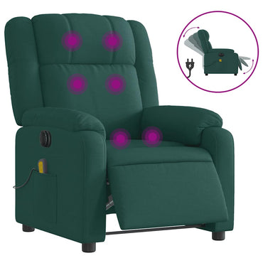 vidaXL Massagesessel Elektrisch Dunkelgrün Stoff