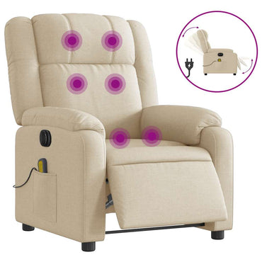 vidaXL Fauteuil de massage électrique Crème Tissu