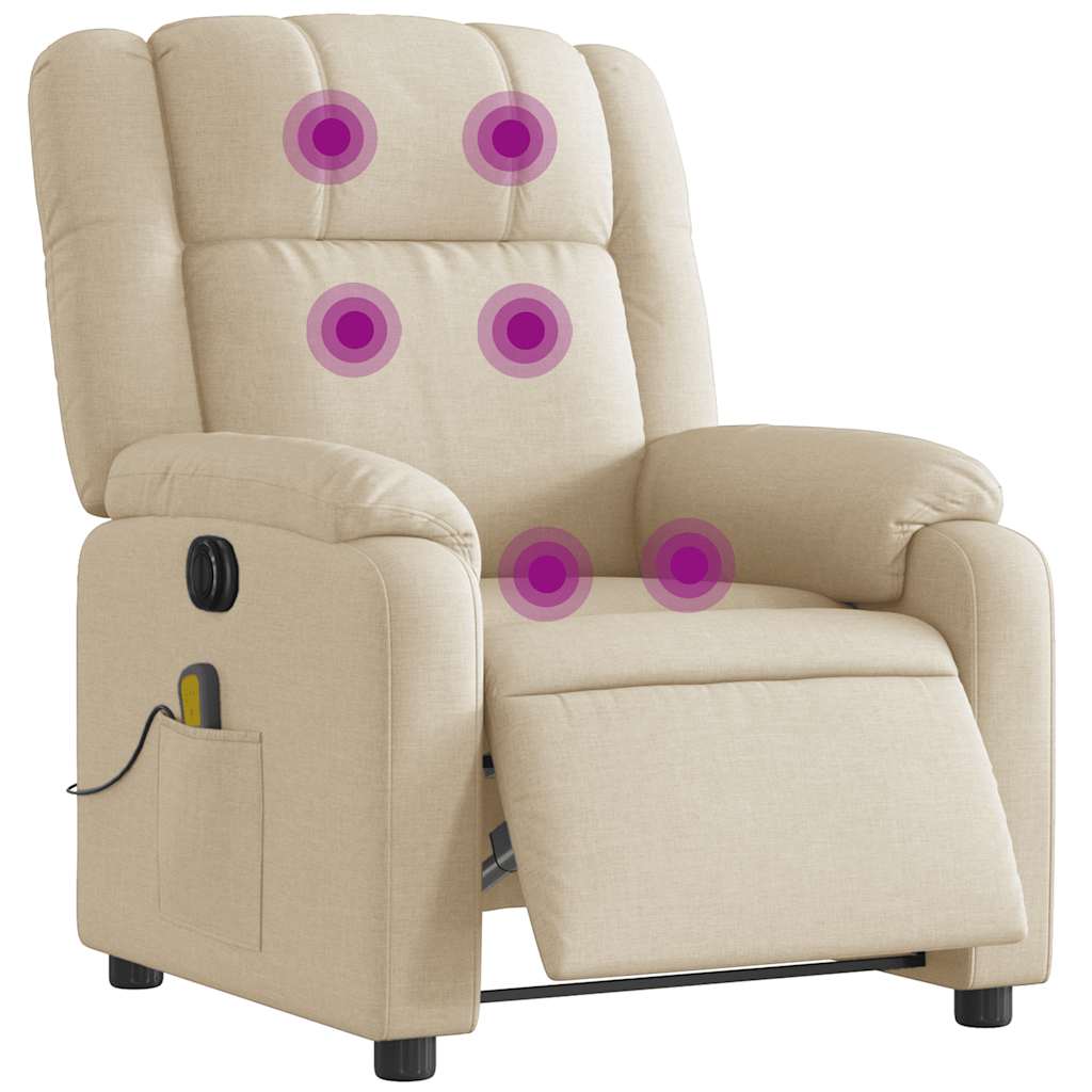 vidaXL Massagesessel Elektrisch Creme Stoff