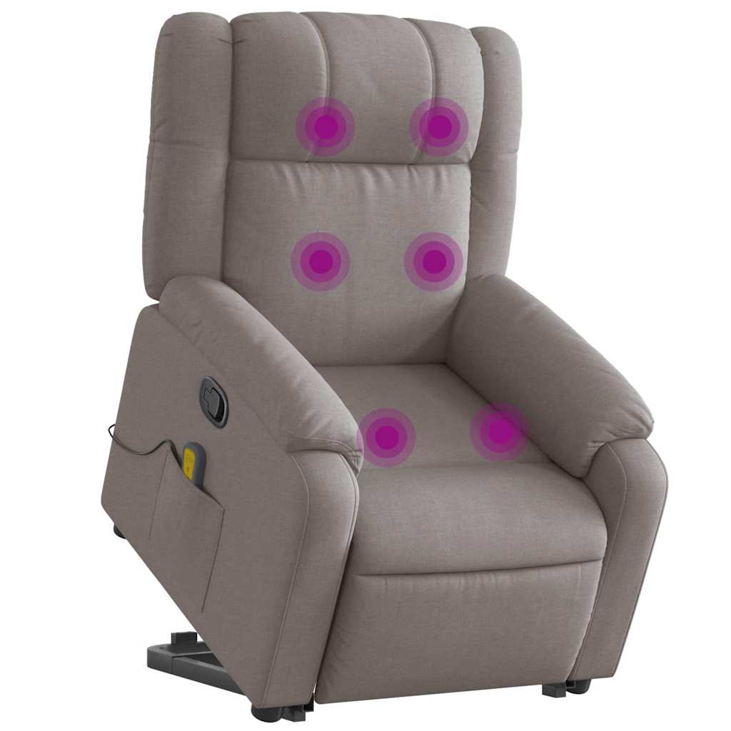 vidaXL Massagesessel mit Aufstehhilfe Taupe Stoff
