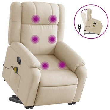 Fauteuil de massage releveur crème en tissu vidaXL